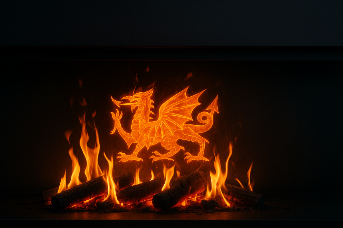 media wall fire and dragon